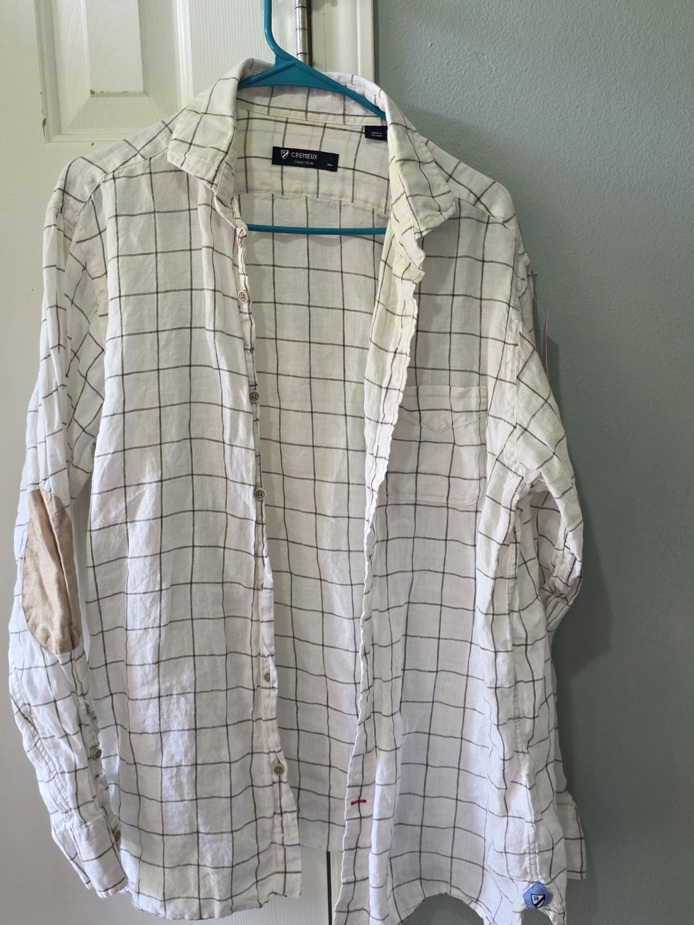 Cherokee White Windowpane Check Men's Button-Up Shirt